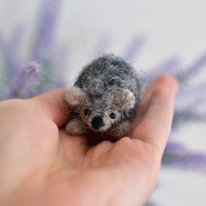Needle felted miniature hedgehog. Needle felted animal. hedgehog decor.