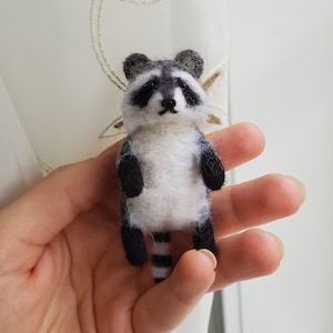 Needle felted raccoon  ornament Ready To Ship.Needle felted animals