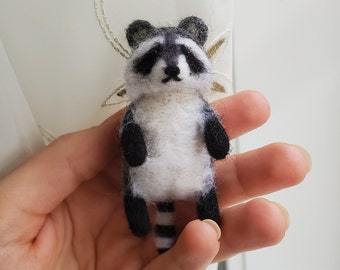 Needle felted raccoon  ornament Ready To Ship.Needle felted animals