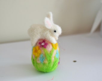 Easter rabbit bunny, easter egg miniature bunny needle felted animals toys