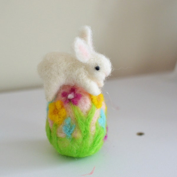 Easter rabbit bunny, easter egg miniature bunny needle felted animals toys