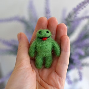needle felted frog. needle felted animals needle felted bookmark.needle felted animals gifts. miniature