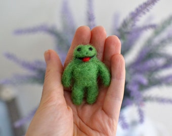 aiguille senti grenouille. aiguille senti animaux aiguille senti bookmark.needle felted animaux cadeaux. Miniature