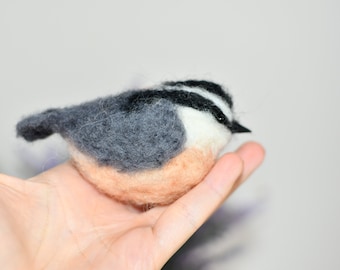 red breasted nuthatch bird needle felted birds. Felted birds wool animals nuthatch animals