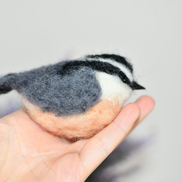 red breasted nuthatch bird needle felted birds. Felted birds wool animals nuthatch animals