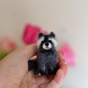 Needle felted raccoon miniature mini raccoon.needle felted animal wooland animals
