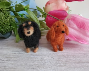 Dachshund  dog needle felted.doll house dog.miniature Dachshund.custom dog miniature needle felted.