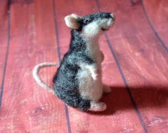 Aiguille Feutre souris, décoration de Noël de rat feuté. Rat du Nouvel An, Animal réaliste feutre