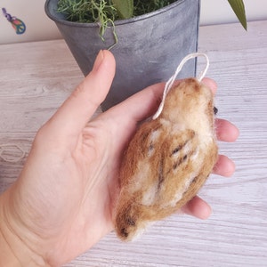 barn owl ornament owl wool realistic.christmad owl needle felted animals. image 2