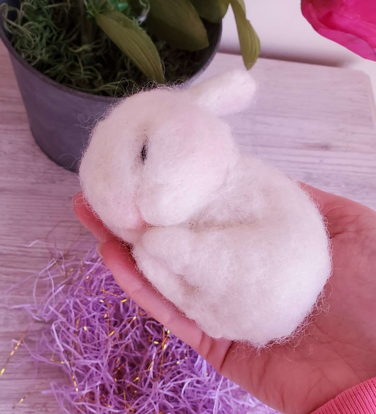 Needle Felted Bunny Sleeping Bunnies Easter Needle Felted Wool | Etsy