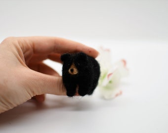 Miniature black bear, felted bear wool needle felted bear.