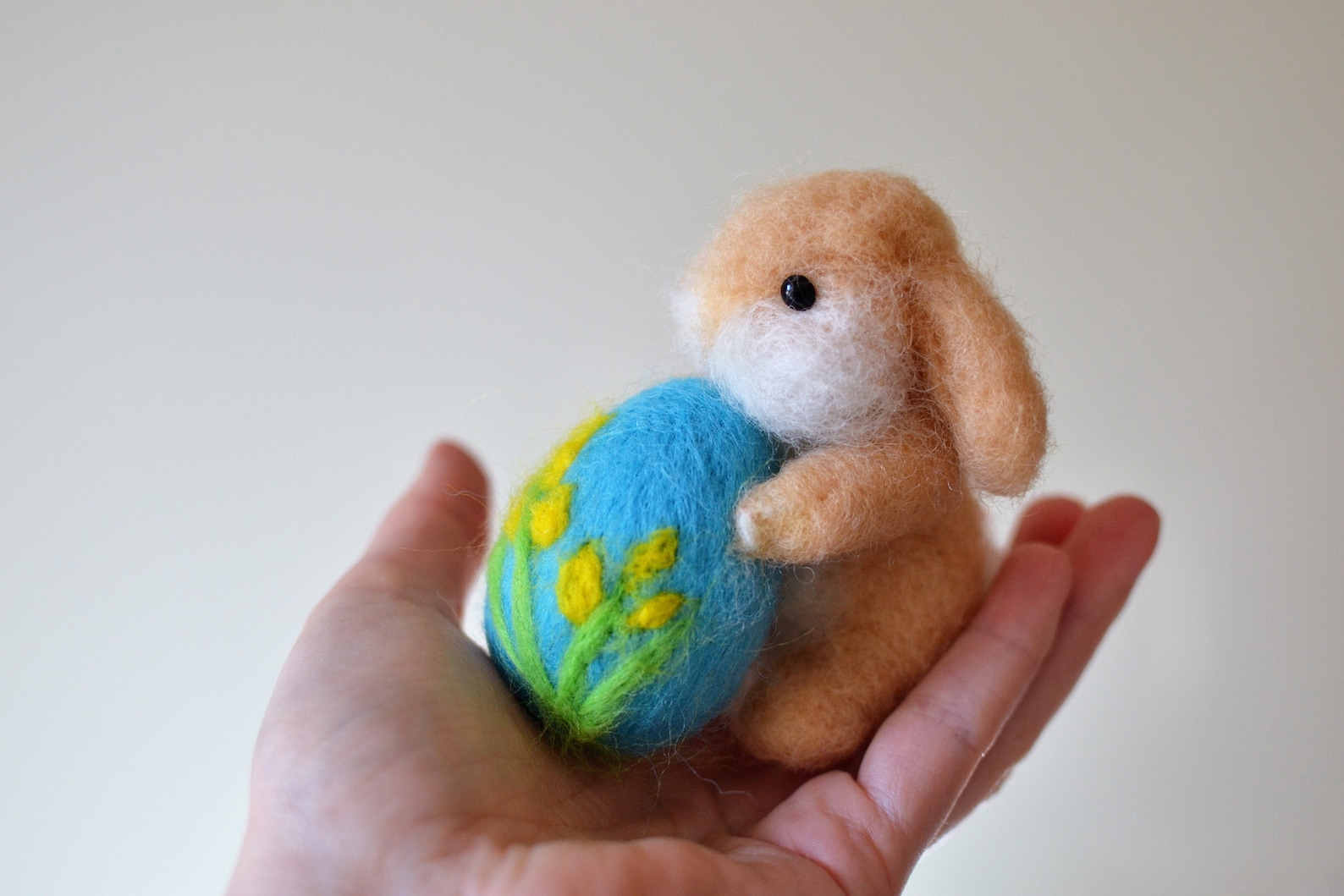 Easter Bunny Needle Felted. Felted Bunny With Egg Easter Gift Needle ...