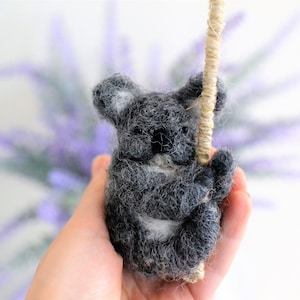 Needle felted koala christmas ornament. needle felted animal. needle felted ornament. wool koala toy