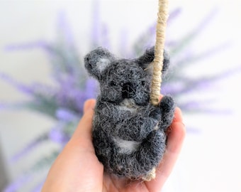 Needle felted koala christmas ornament. needle felted animal. needle felted ornament. wool koala toy