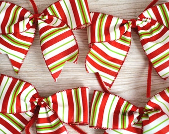 set of 12 Christmas bows classic Christmas tree decoration . New year decor tree bows for  wreath garland