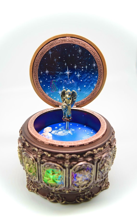 Personalized Vintage Music Box With Constellations Rotating Personalized Vintage Music Box With Constellations Rotating