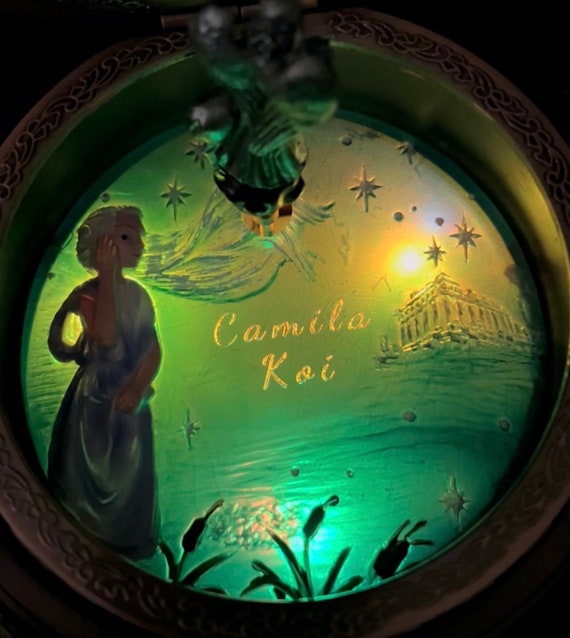 Personalized Vintage Music Box With Constellations Rotating
