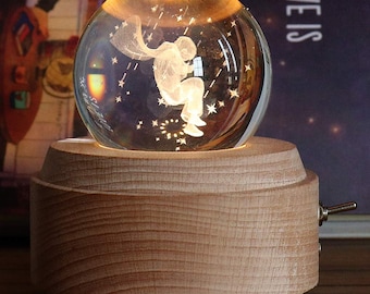 Boule à Musique Wholede En Cristal Avec Projection - Bois Naturel, Musique Laputa