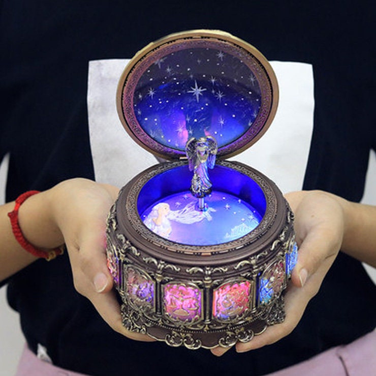 Personalized Vintage Music Box With Constellations Rotating Personalized Vintage Music Box With Constellations Rotating