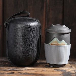 Ceramic Tea Cup Mountain Mug with Filter 9.5oz/280ml ‘&quot;Distant Mountains&quot;