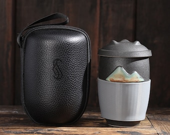Ceramic Tea Cup Mountain Mug with Filter 9.5oz/280ml ‘"Distant Mountains"