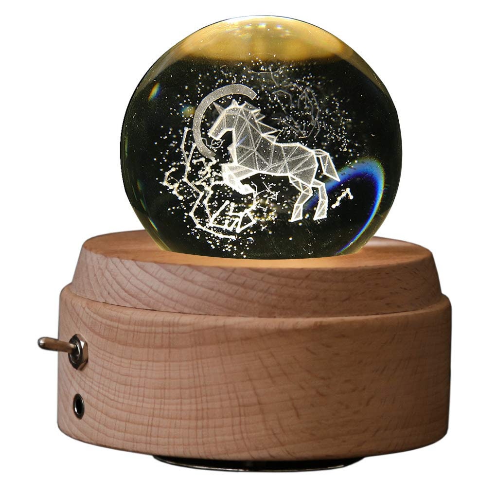 Boîte à Musique Rotative En Bois Avec Boule De Cristal K9 Et Lumière LED – Projection Au Plafond – Cadeau Idéal Pour Noël, Saint-Valentin, Anniversaire - 10