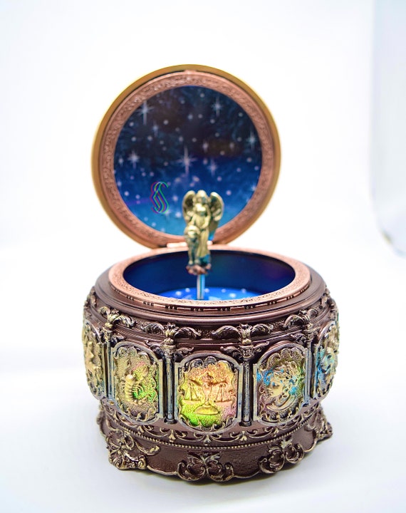 Personalized Vintage Music Box With Constellations Rotating