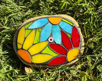 Flowers Mosaic on a Rock