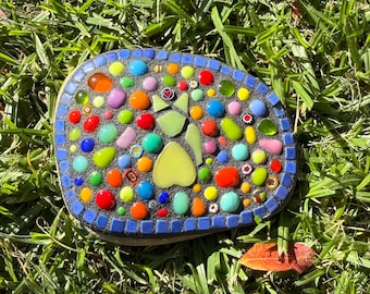 Multi Coloured fused glass mosaic rock