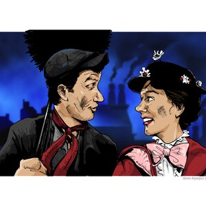 Mary Poppins and Bert Art Print 7x5