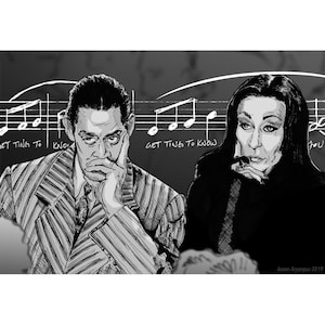 Gomez and Morticia Addams Art Print 7x5