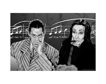 Gomez and Morticia Addams Art Print 7x5