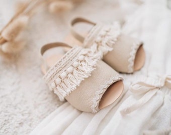 Boho Baby Soft Sole Slingback, Zapatos de bebé de cuero, Sandalias para niñas, Bebé, Sandalias para niños pequeños, Hecho a mano en Australia