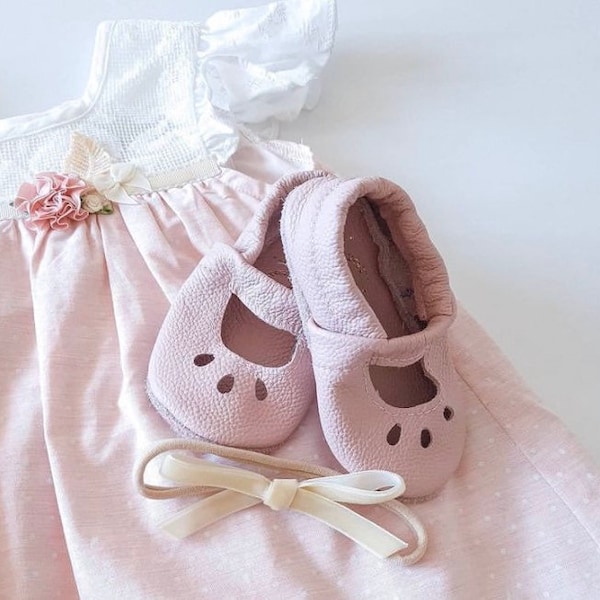 Handmade Baby Barefoot Soft Sole Ballet Shoes - Wedding and Christing Leather Shoes for Boys and Girls - Toddler Shoes from Australia