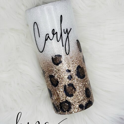 White & Gold Tumbler Customized Stainless Steel Tumbler Etsy