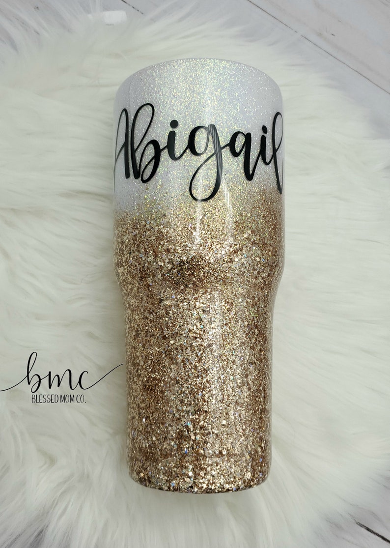 White & Gold Tumbler Customized Stainless Steel Tumbler Etsy