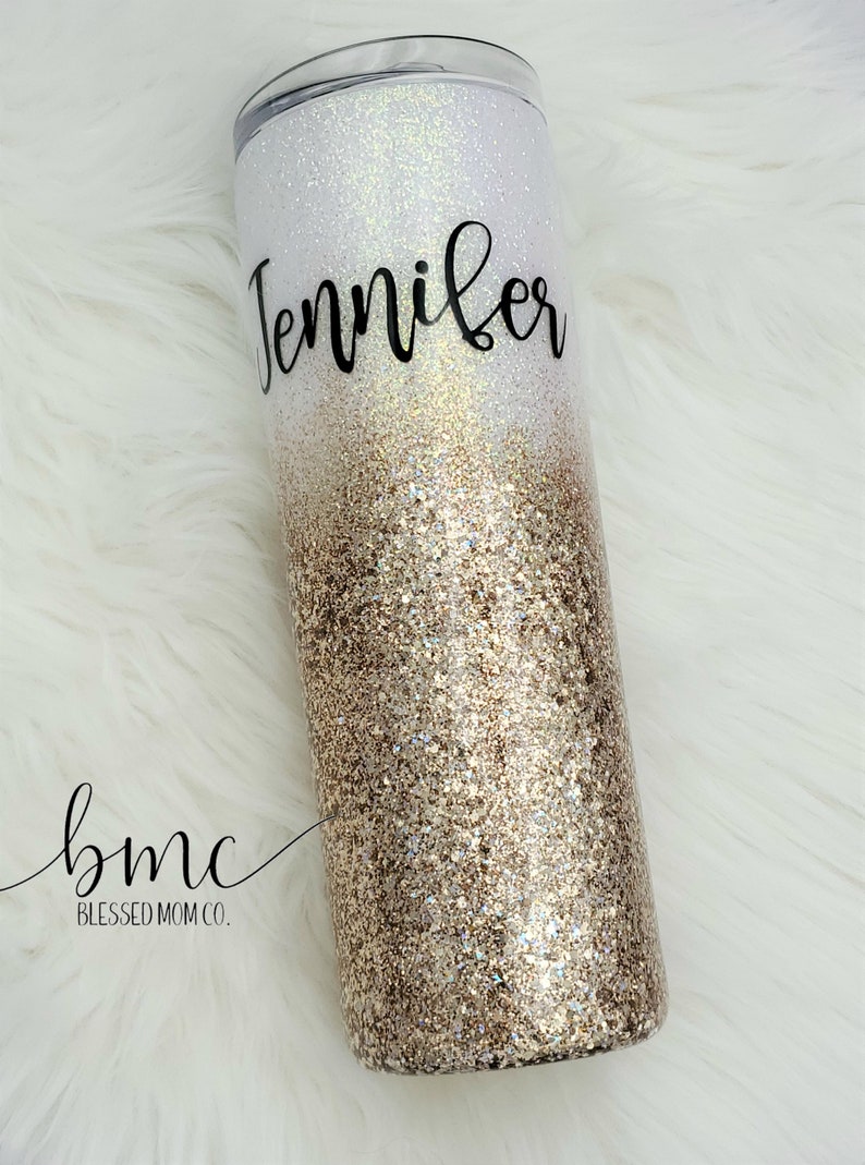 White & Gold Tumbler Customized Stainless Steel Tumbler Etsy