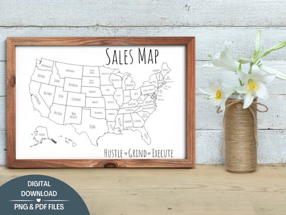 Printable USA Sales Map for Small Business / USA Coloring - Etsy