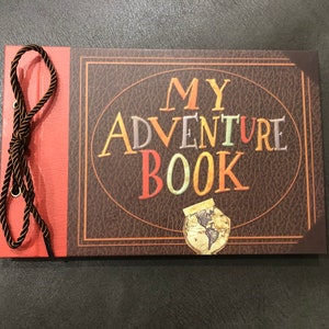 Our Adventure Book Handcrafted 11.92 x 7.62 Leather-Bound Scrapbook with 80 Pages, Embossed Lettering, Inspired by 'Up', Ideal for Photos, Weddings