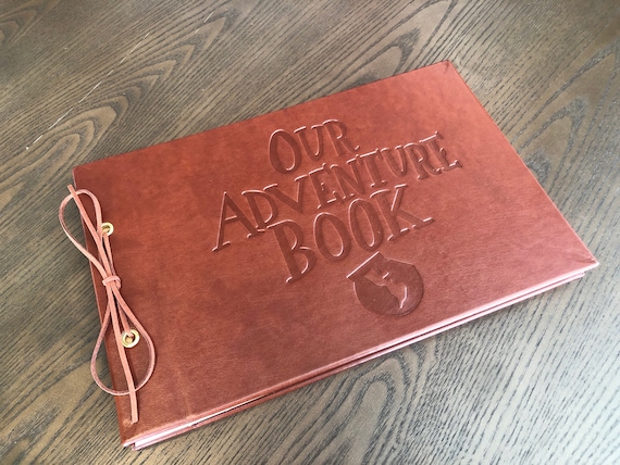 Leather Concave Words our Adventure Book Scrapbook Album, 80 Blank Kraft  Pages 