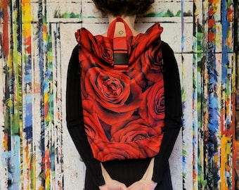 Red roses Roll Top water resistant Backpack
