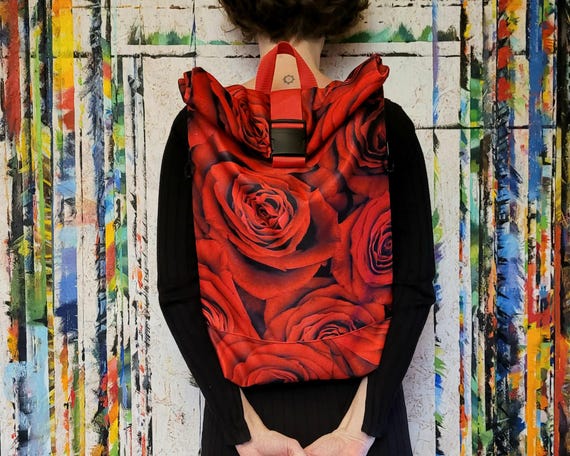 Elegant Patterned Red Backpack NOVICA Ancient Elegance Black & Red Leather Backpack  main image 3