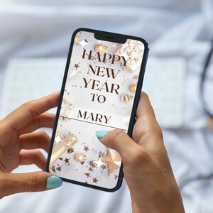 Happy New Year Digital Card // Customizable With Name // Instant Download