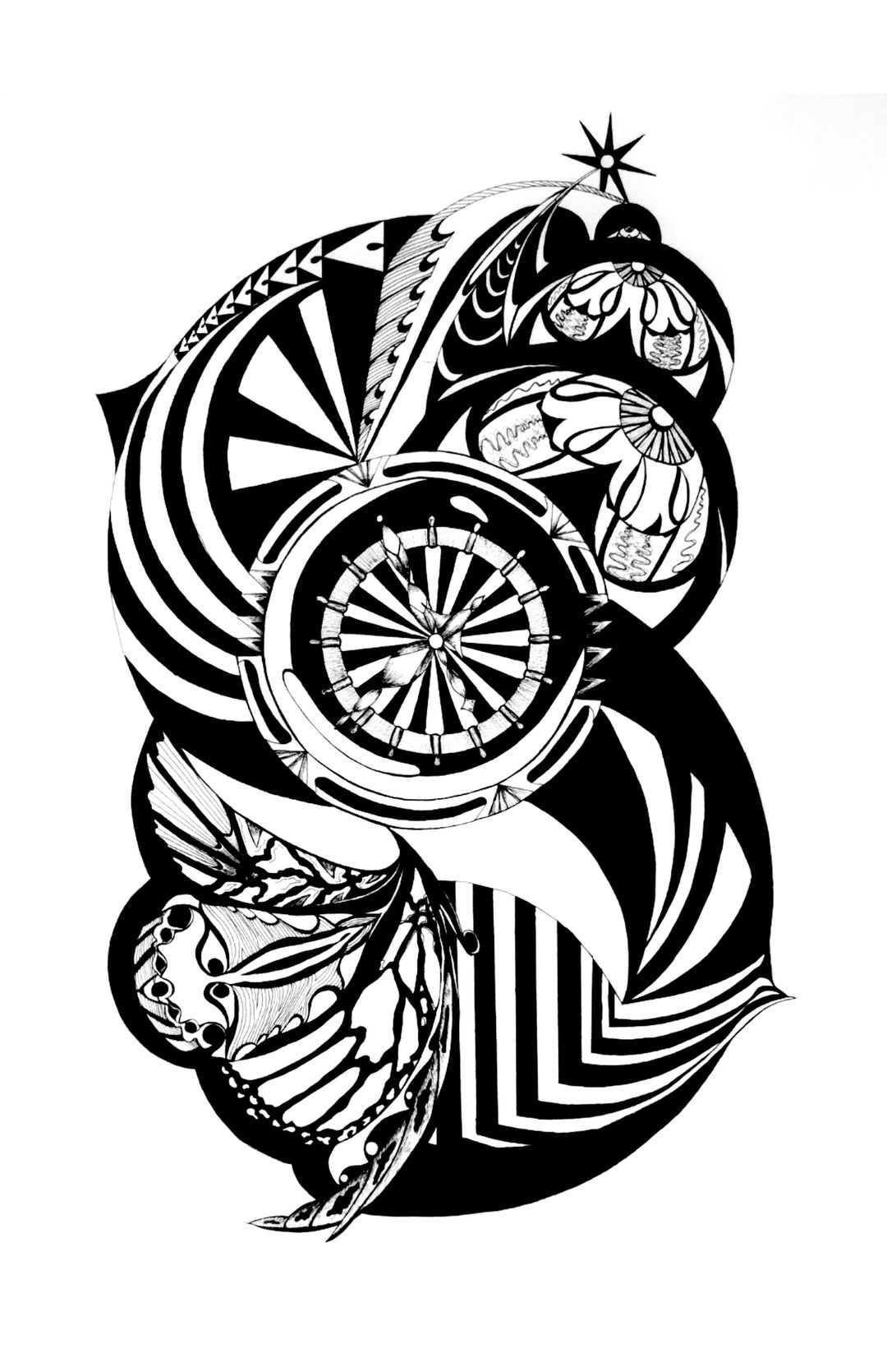 Butterfly Eyes Black and White Geometric Wall Art Original Artwork Etsy