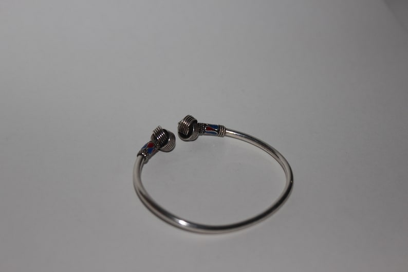 Solid Silver Bangle With Cloisonne Enamel Decoration