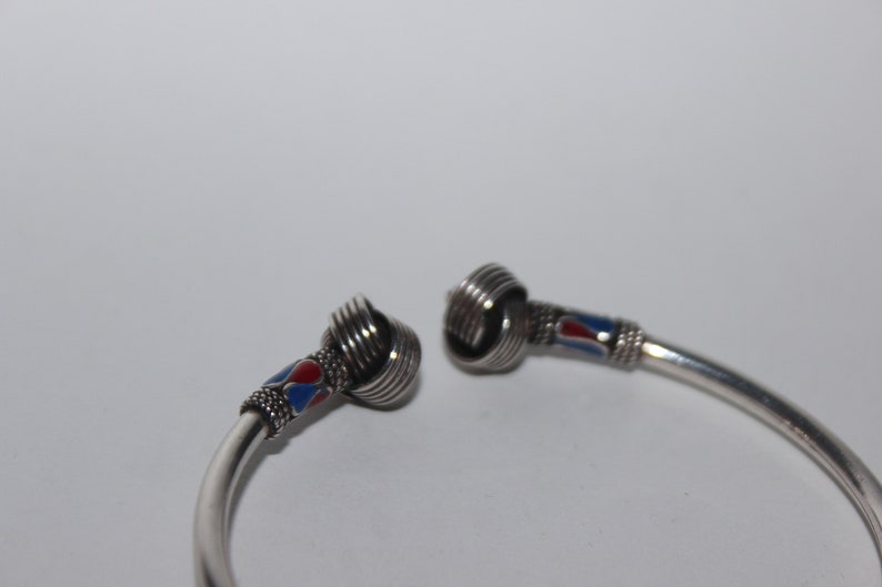 Solid Silver Bangle With Cloisonne Enamel Decoration