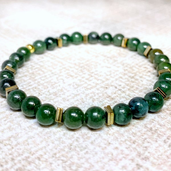 Jade w/ Pyrite Abundance Bracelet for Men & Women - Natural Jade Bead Bracelet - Good Luck Gift, Wealth, Protection, Success, Money Bracelet