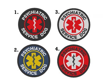 3/" Circle Sew Psychiatric Service Dog Iron On Patch Medical Animal Badge