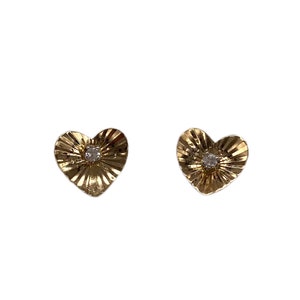 14K Gold Sapphire Heart Earrings