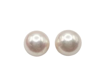 9K 9CT Gold Vintage Pearl 9mm Stud Earrings